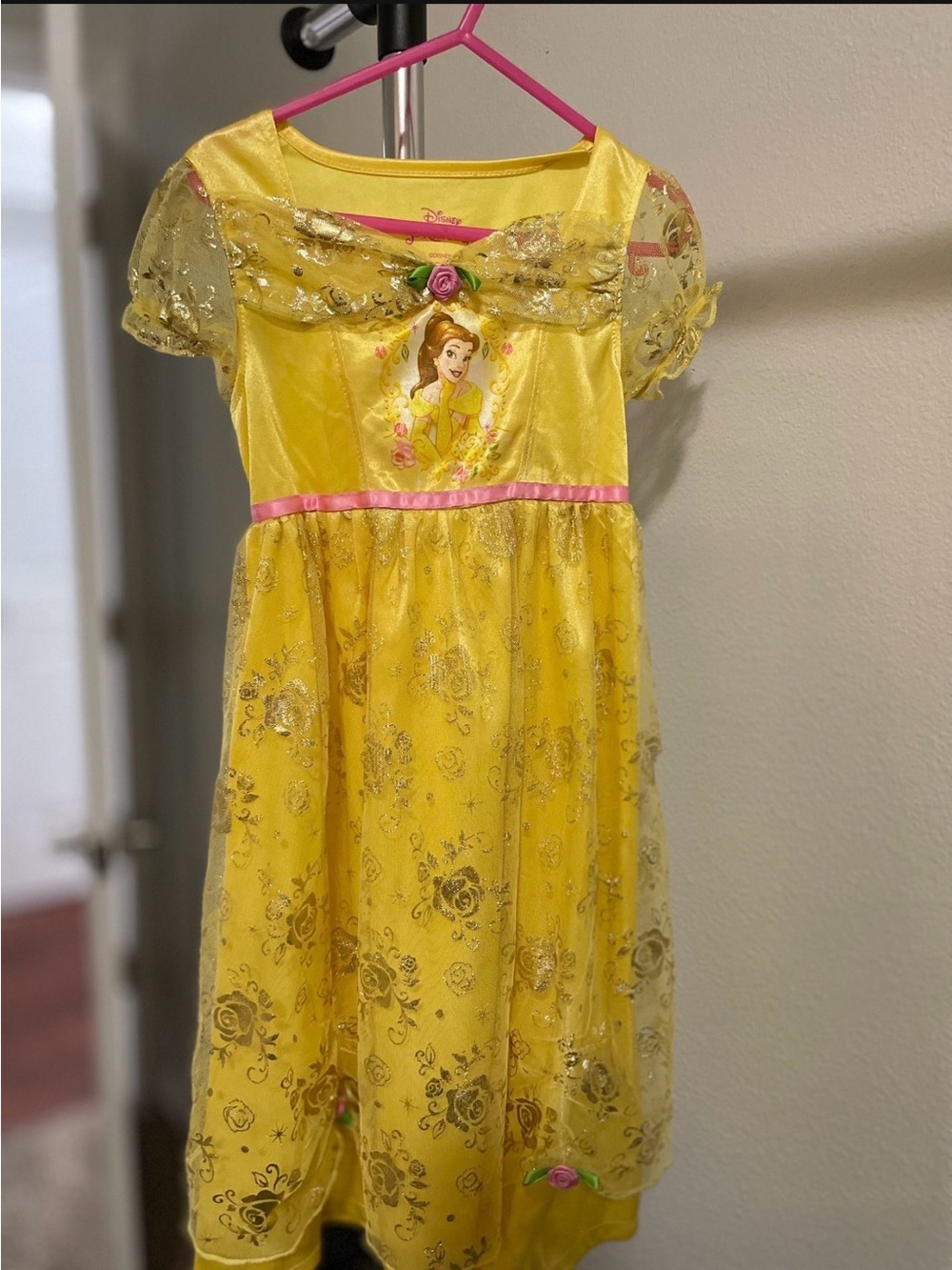 Disney Yellow Belle Princess Dress with Pink Accents